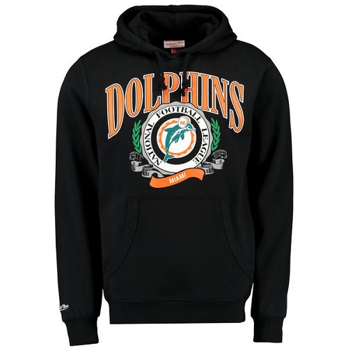 NFL Miami Dolphins Mitchell & Ness Fair Catch Pullover Hoodie - Black